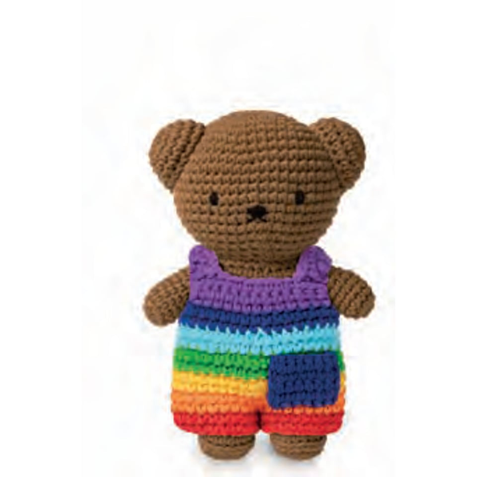 Gehaakte Knuffel Boris Bright Rainbow Overall 25 Cm 100 % Cotton 0+