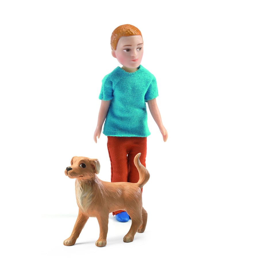 Poppenhuispopje Xavier Met Hond