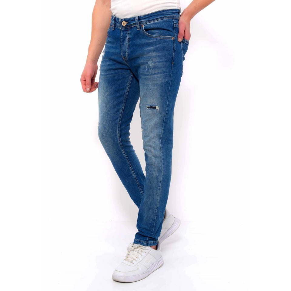 Jeans Heren Slim Fit Met Gaten -DC-036- Blauw