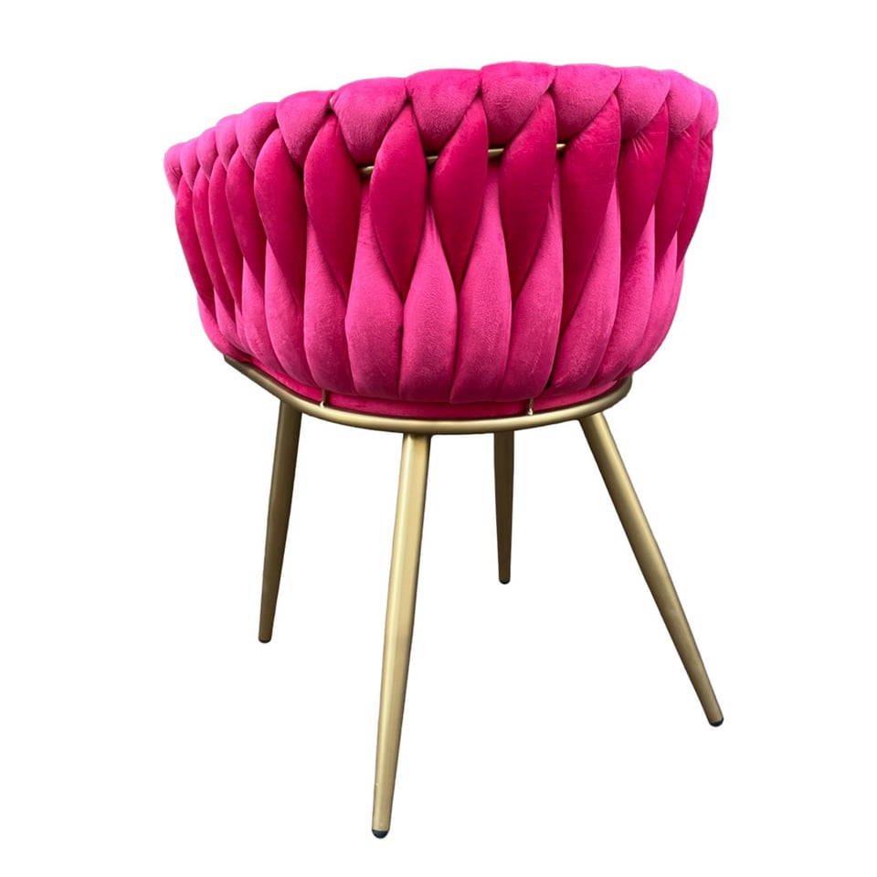 Eetkamerstoel Fuchsia Geweven Fluweel 61x62x68cm Gouden Poten
