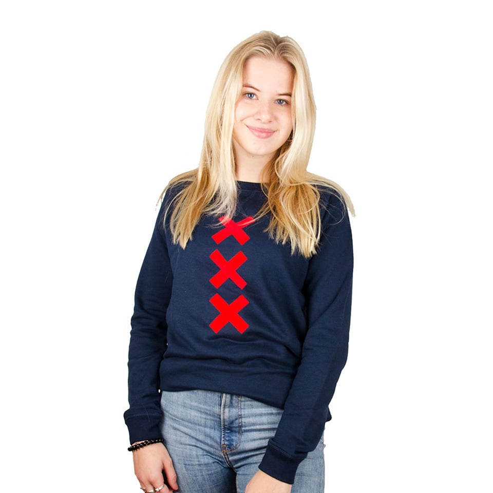 XXX Amsterdam Sweater - Navy (Red Suede)