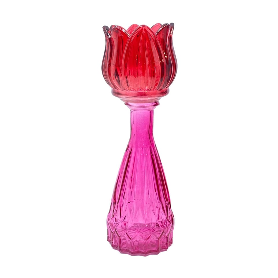 Vaasje Tulp Pink Mix Glas 7x22cm in 4 Kleuren