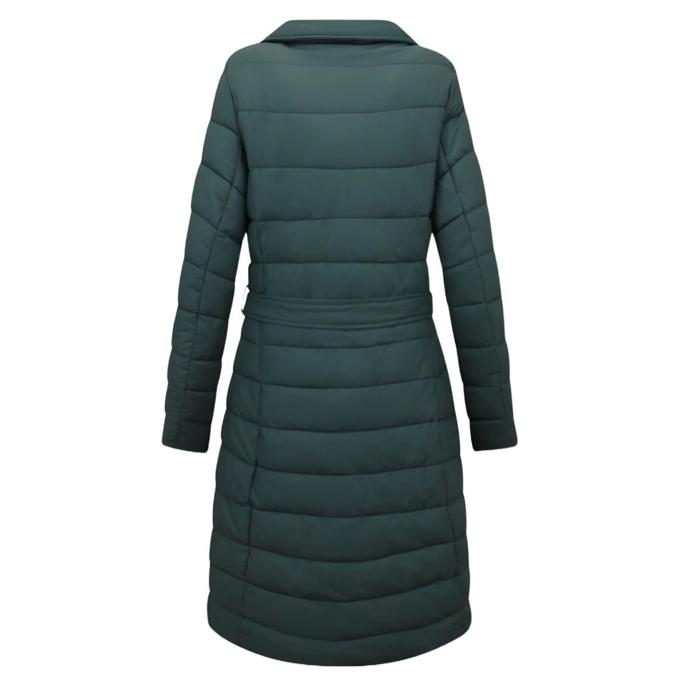 Lange Dames Winterjas Parka Met Zwarte Faux Bontkraag Groen