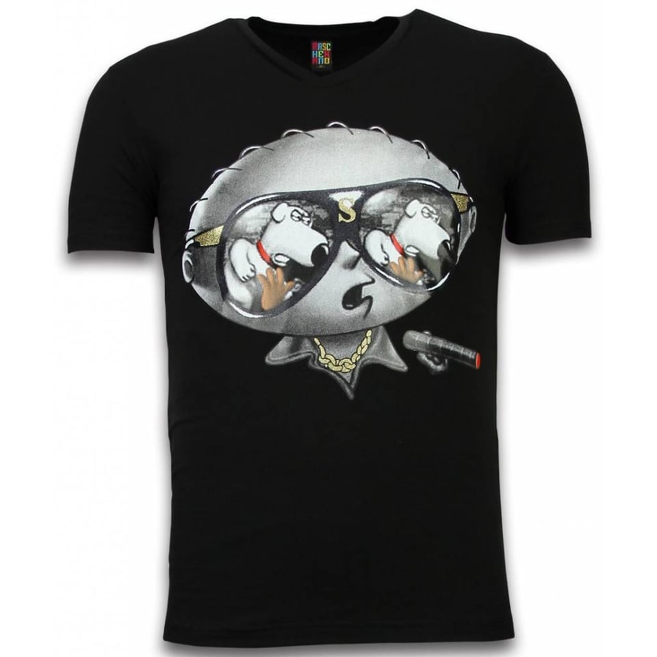 Stewie Dog - T-Shirt - Zwart