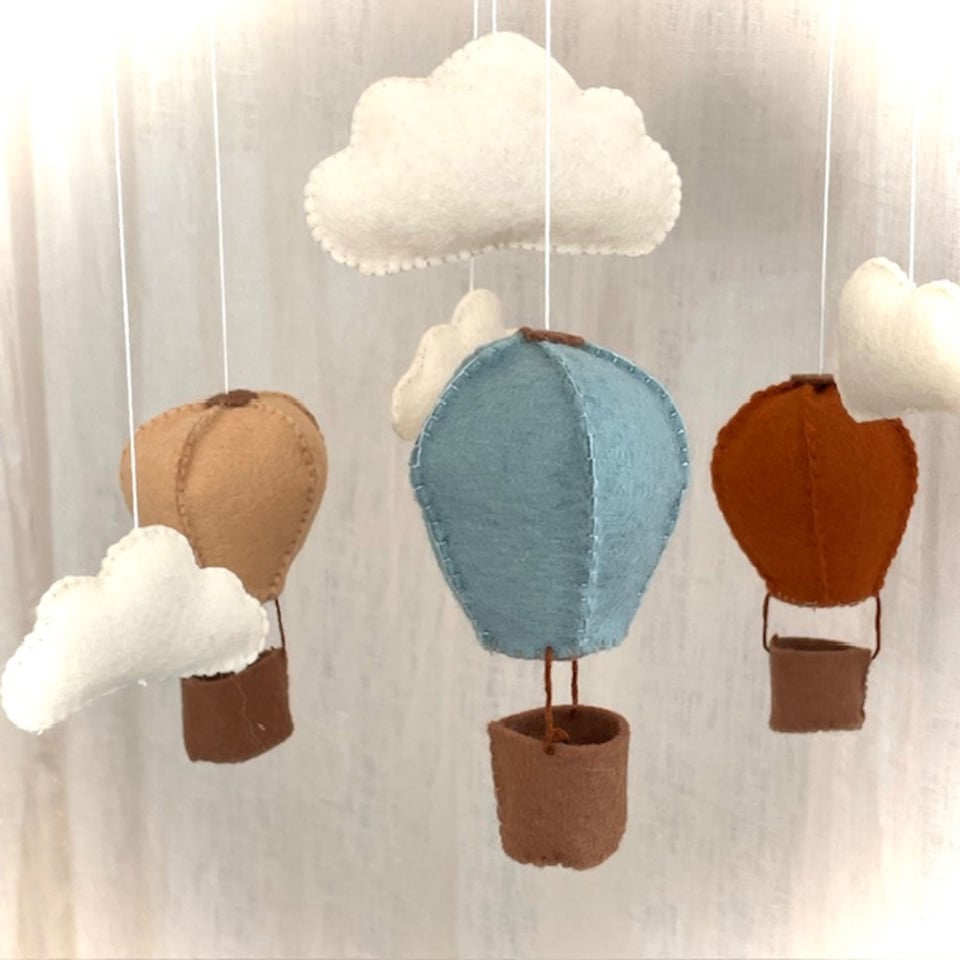 DIY-Pakket Kinderkamer Mobiel Luchtballon - Cognac Turquoise