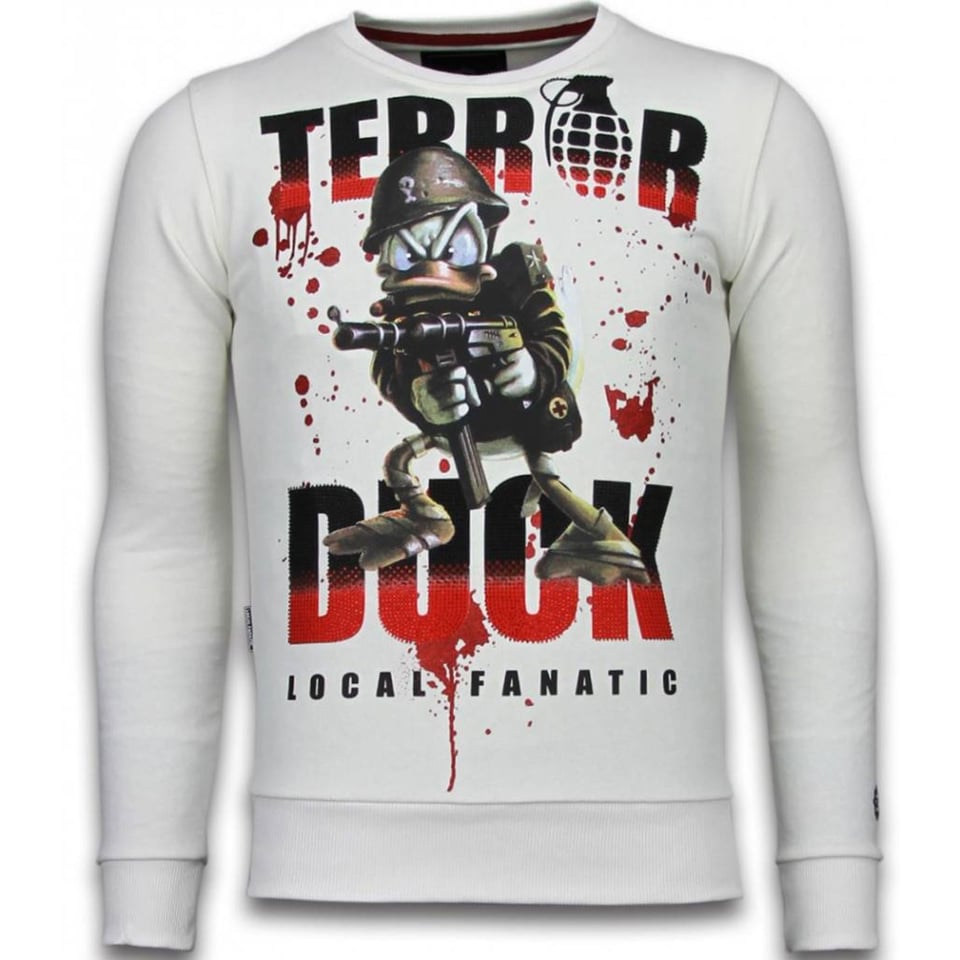 Terror Duck - Rhinestone Sweater - Wit