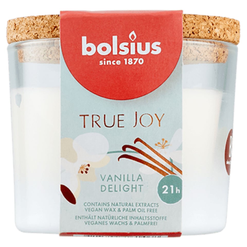 Bolsius Geurglas Met Kurk 66/83 True Joy Vanil