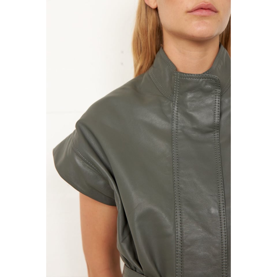 Second Female Indai Leather Waistcoat - Agave Green