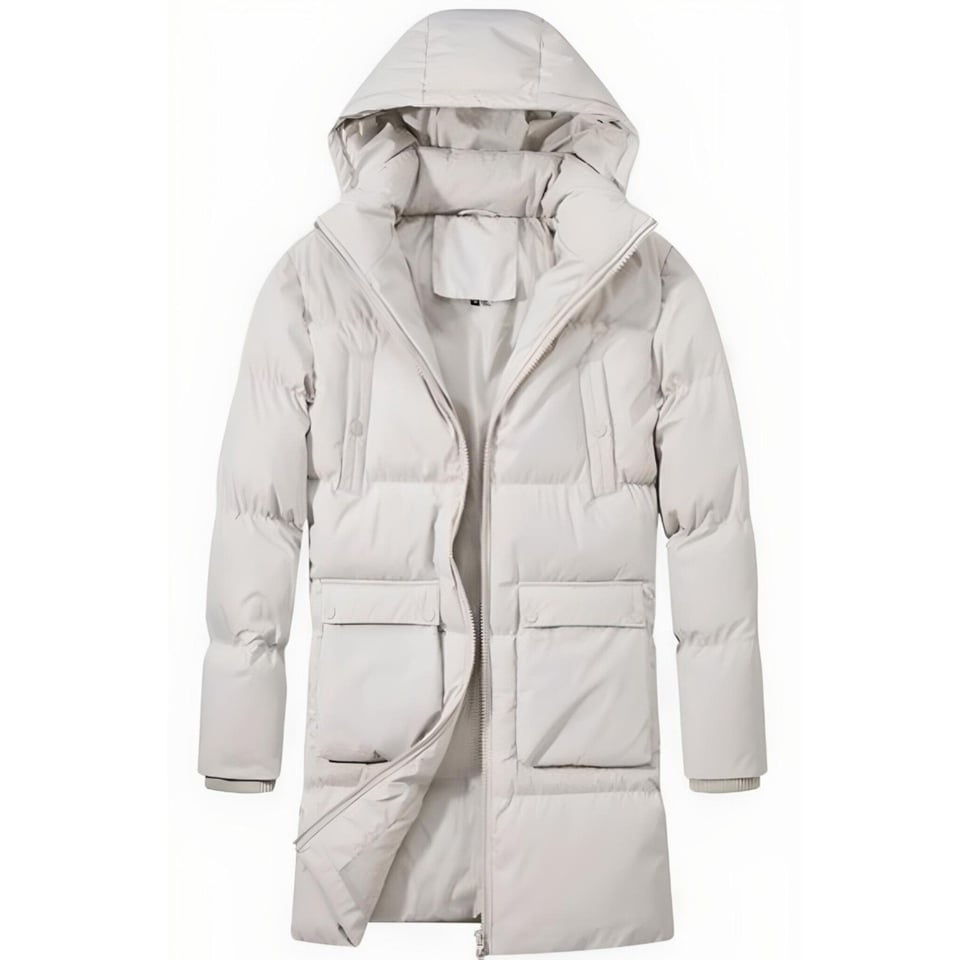 Lang Gewatteerde Puffer Parka Heren Jas Met Afritsbare Capuchon