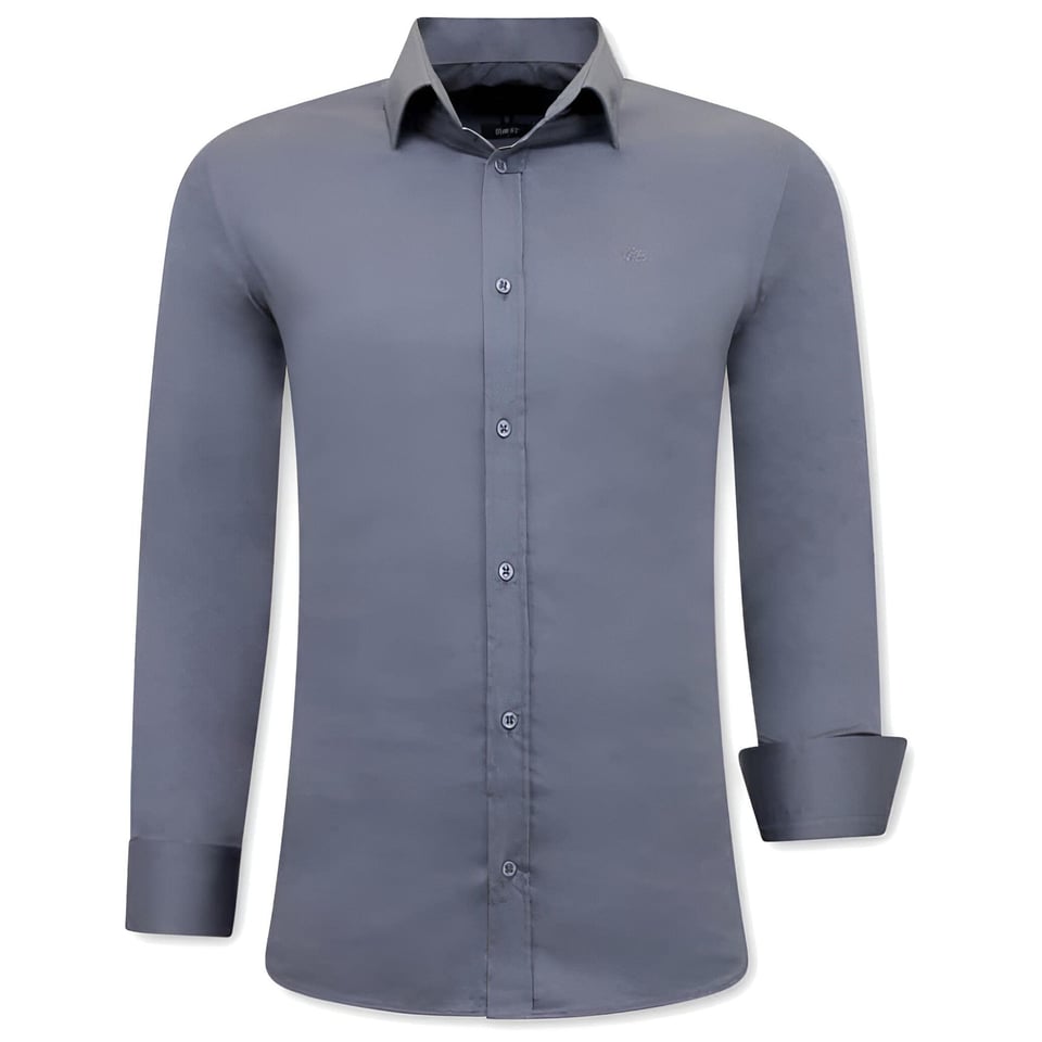 Luxe Speciale Blanco Heren Overhemden - Slim Fit - 3080 - Grijs