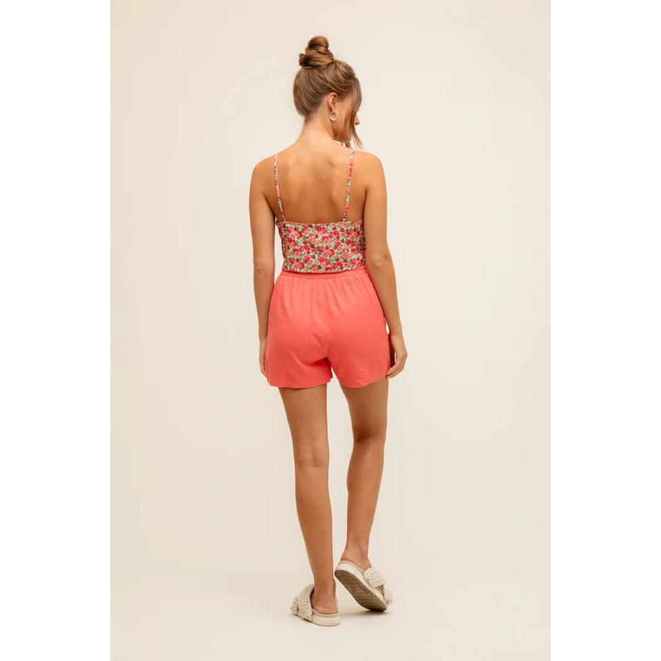 Maxime Coral flower print Top