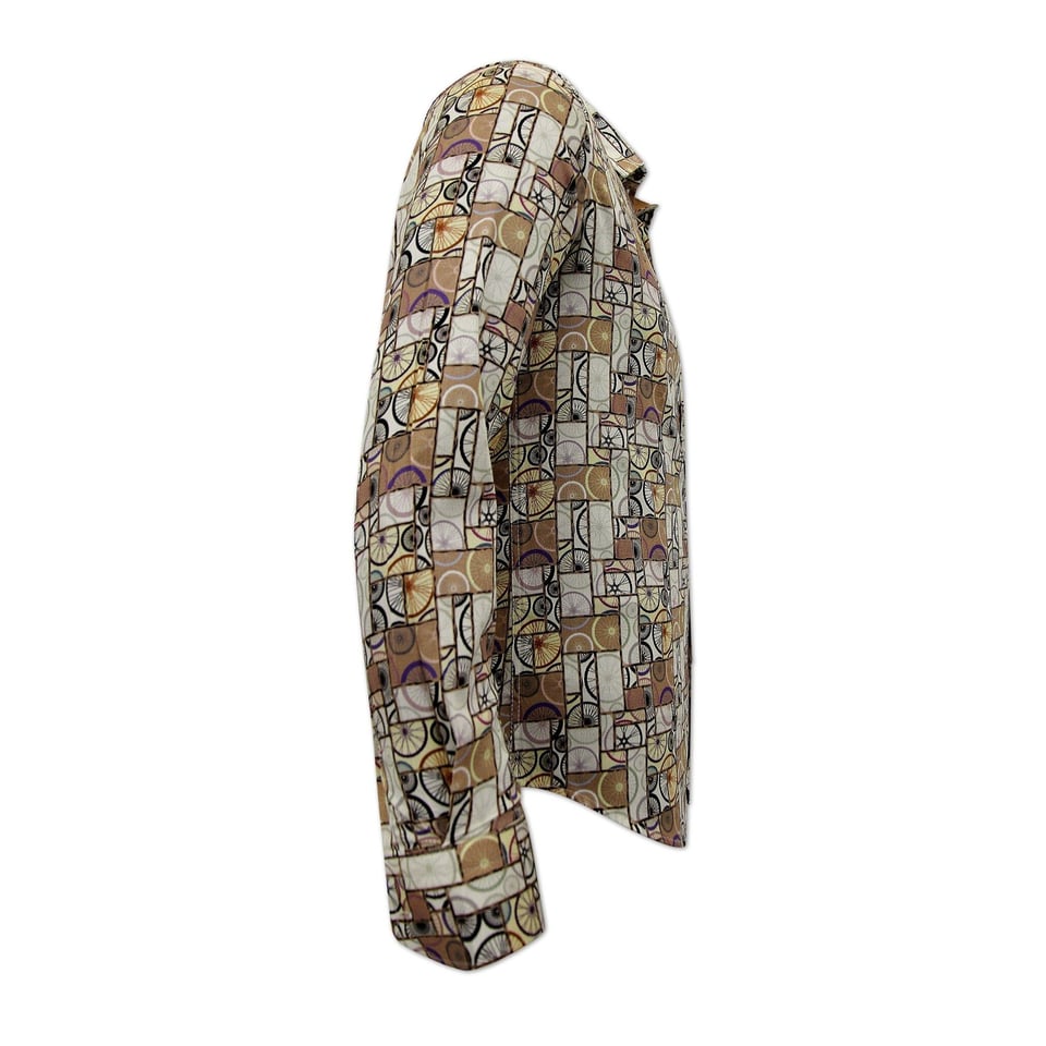 Luxe Heren Overhemd Met Fietsen Print - Slim Fit -3107 - Bruin