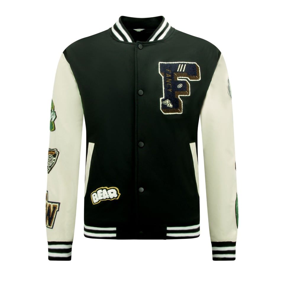 Letterman Jacket Heren Oversized - 8633 - Zwart