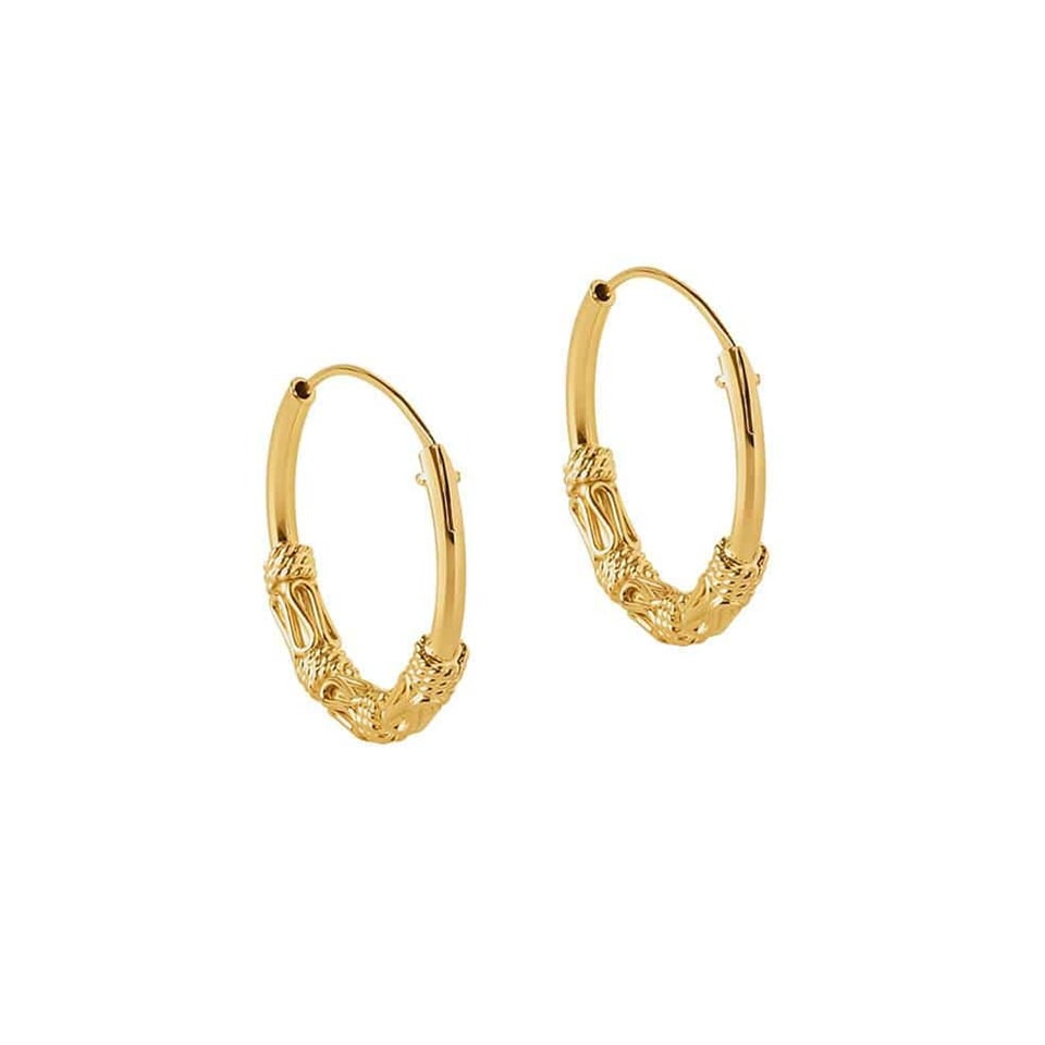 Gold Plated Bali Hoop Earrings Bangli - Sterling Silver / Gold Plated