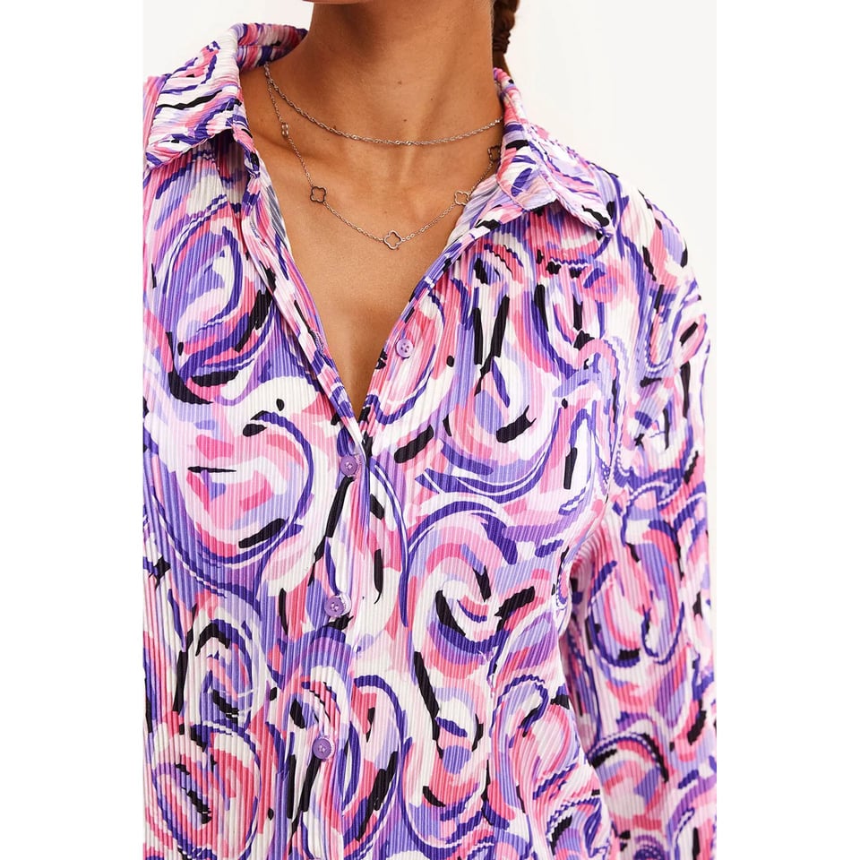 Flowy blouse printed - Paars