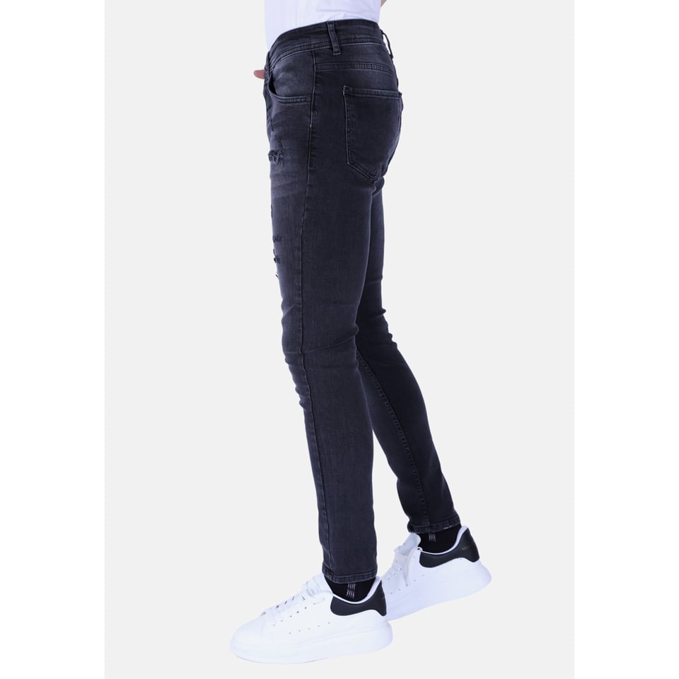 Ripped Jeans Voor Mannen Slim Fit Met Stretch - 1104 - Zwart