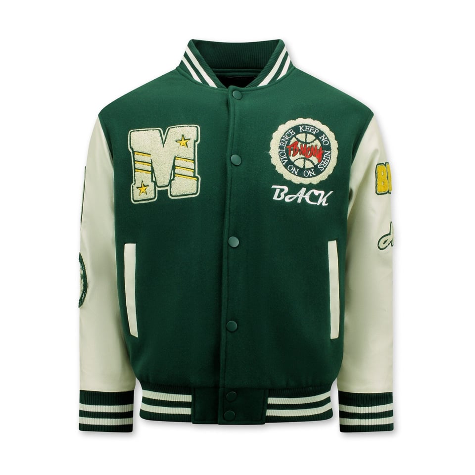 Vintage Oversized Varsity Jacket Heren - 7086 - Groen