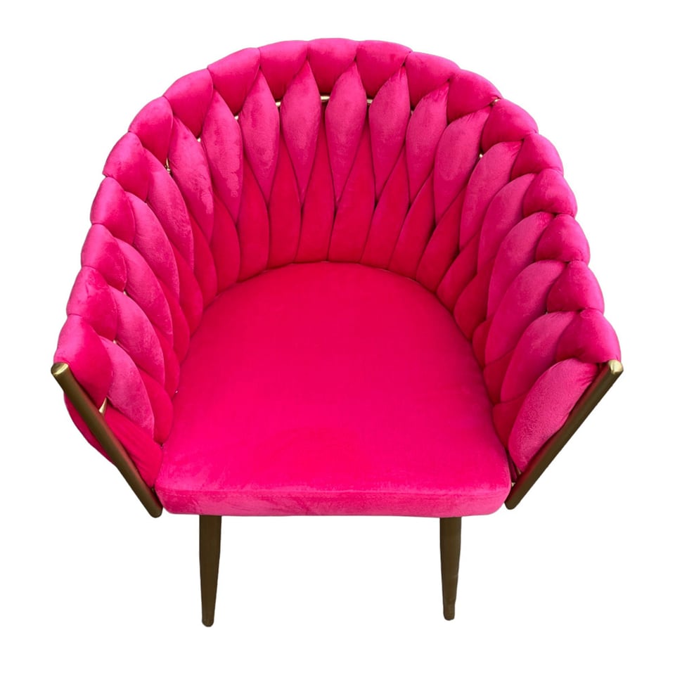 Eetkamerstoel Fuchsia Geweven Fluweel 61x62x68cm Gouden Poten