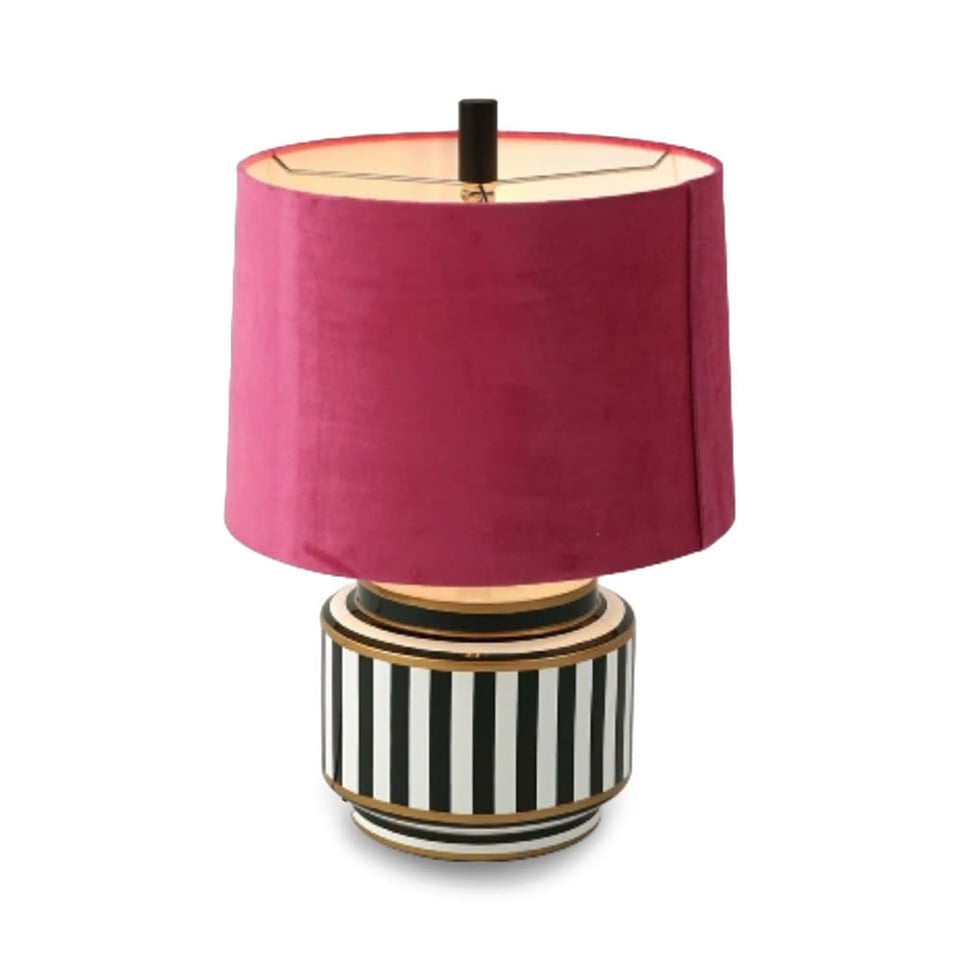 Tafel Lamp Tiffany Roze Zwart-Wit Keramiek 33x48cm