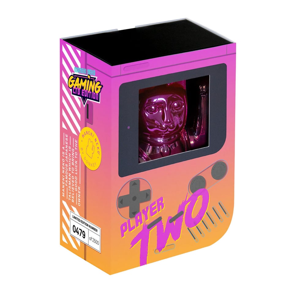 Lucky Cat -Gaming Player 2- Shiny Pink-Yellow 10x15cm