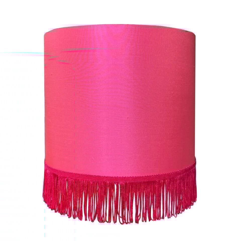Lampenkap Fel Roze Zijde Op Panter 30x25cm Fuchsia Franje