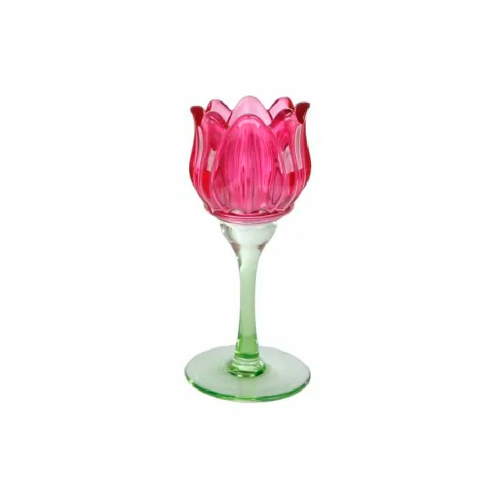 Waxinehouder Tulp Glas 7x17cm 4 Kleuren