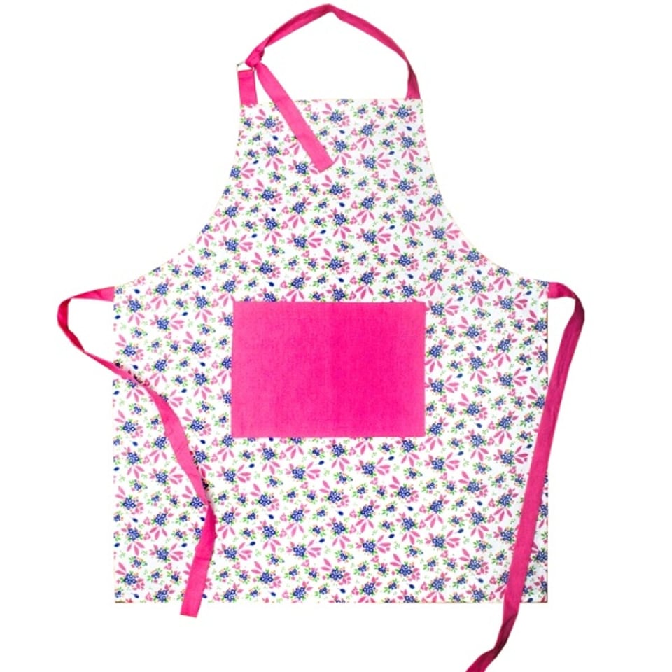 Kitsch Kitchen Schort Flowers Blauw