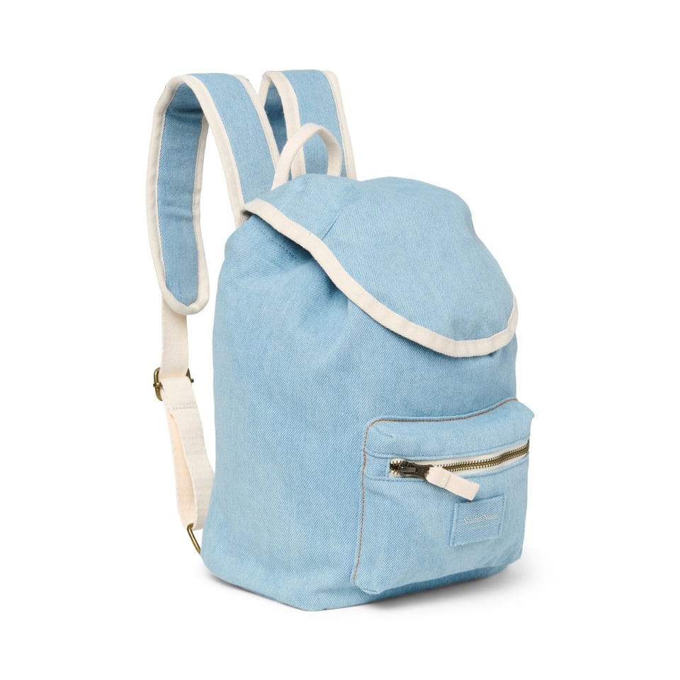 Denim Solid Midi Backpack Drawstring  Blue - Blue / OS