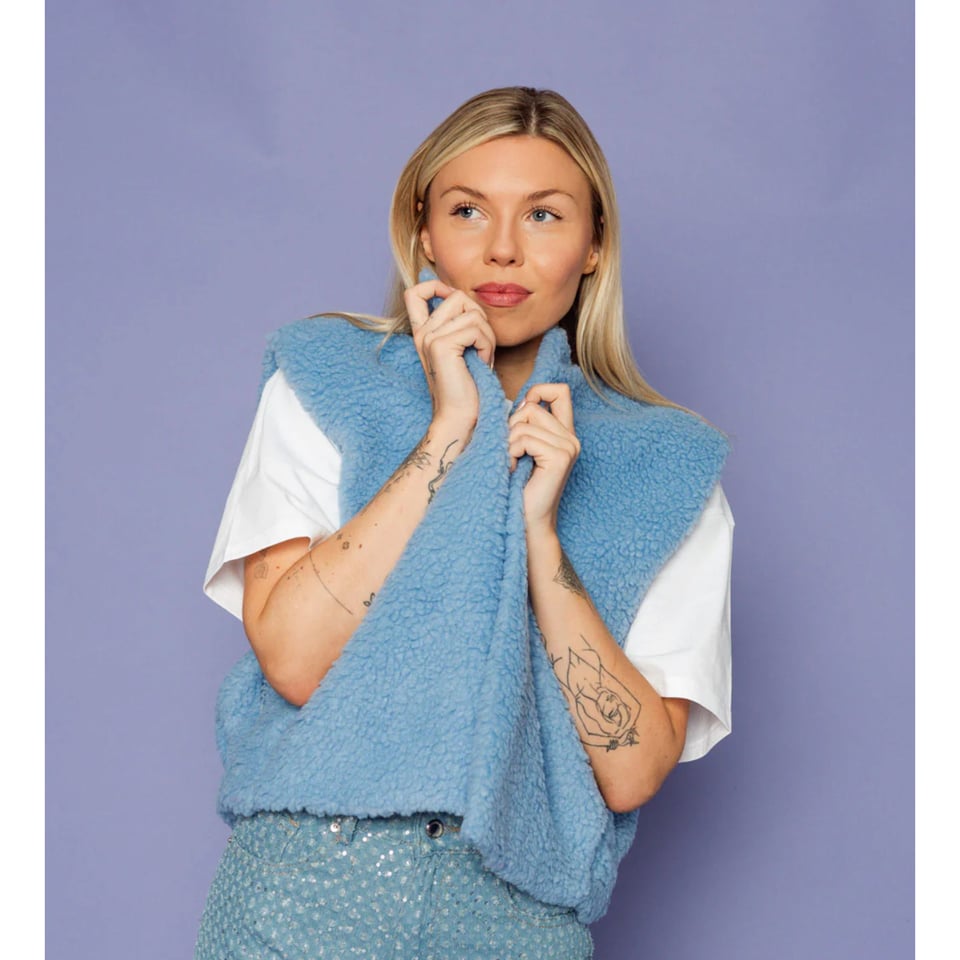 Teddy gilet blauw