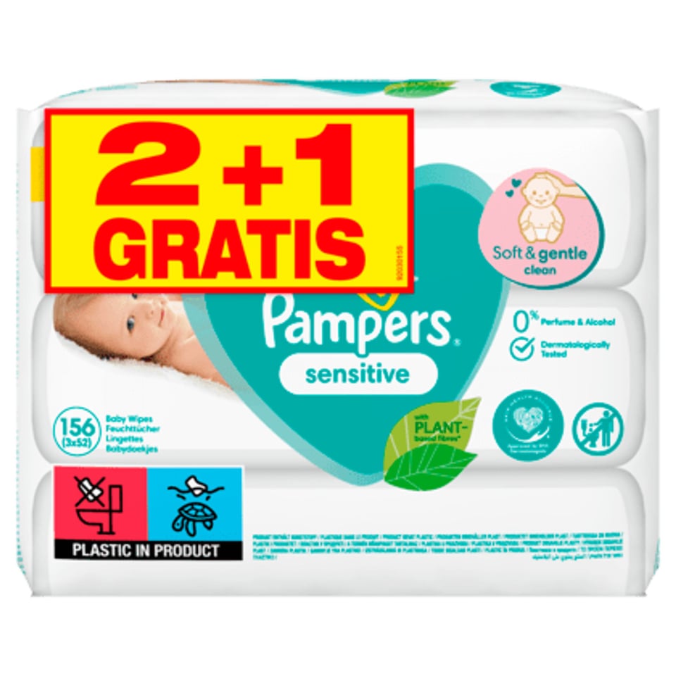 Pampers Babydoekjes Sensitive Promopack 2+1