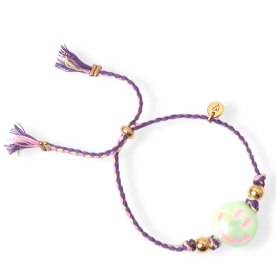 Love Issue Armbandje Happy Smiley Lightgreen Purple