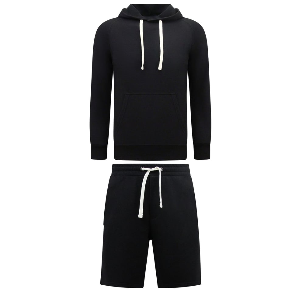 Hoodie Heren - Sweat Short Heren - SET - Zwart
