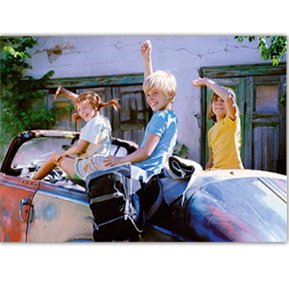 Fotokaart Pippi, Tommy en Annika in De Auto