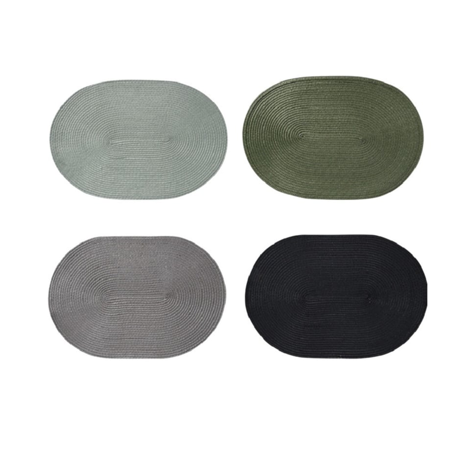 Faux Riet Placemat Ovaal, Kies Uit Eucalyptus, Legergroen, Grijs of Zwart
