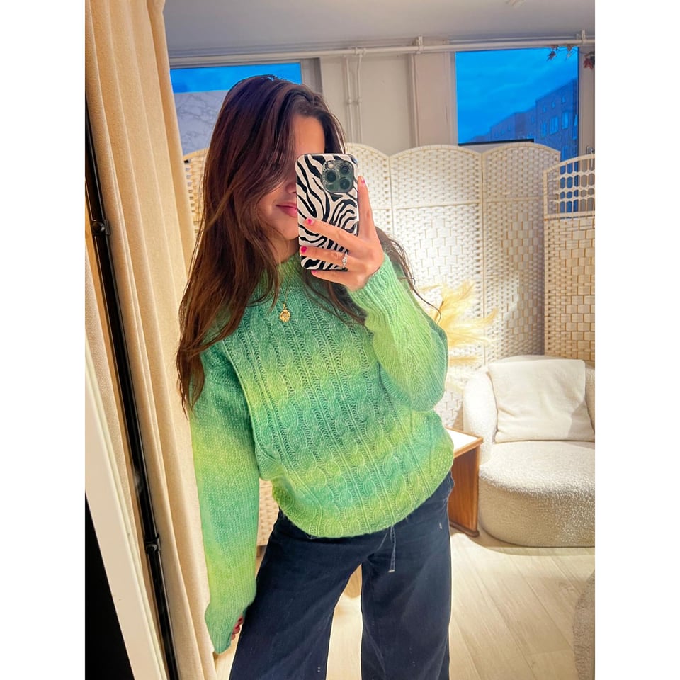 Trui Rainbow Cable Knit - Green - OneSize