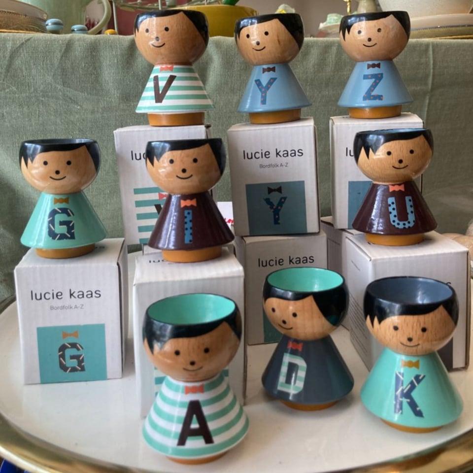 Lucie Kaas Bordfolk Houten Eierdop Met Letters