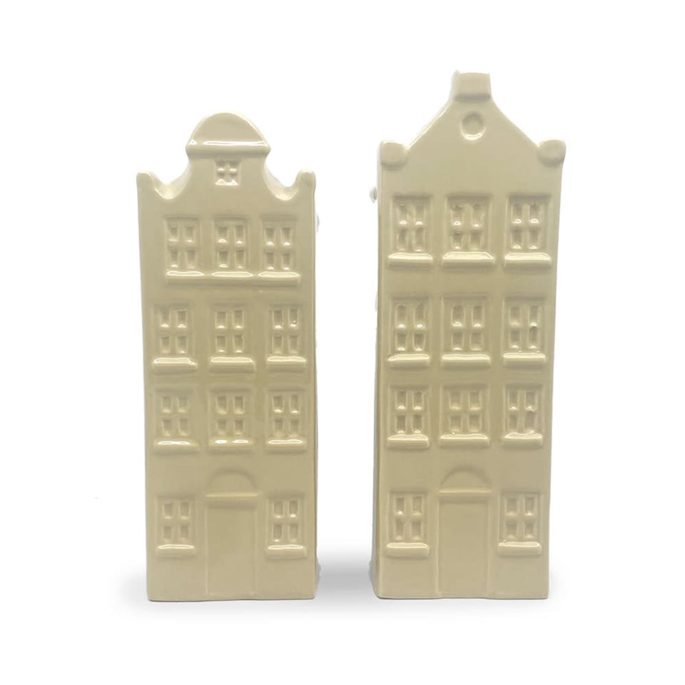 Vaasjes Grachtenhuis Beige Set/2 in 3 Maten