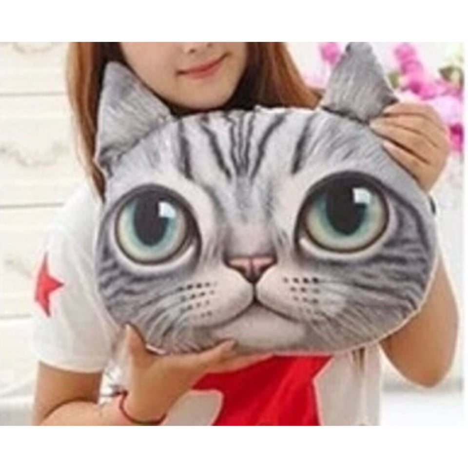 Kussen Kat. Grappige kussen in een vorm van kop van een kat. Cadeau voor kind of volwassen. Leuke kussen Kat.Stijl 1
