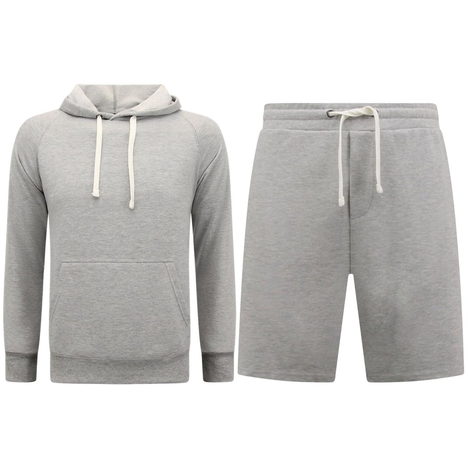 Hoodie Heren - Joggingshorts Heren - SET - Grijs