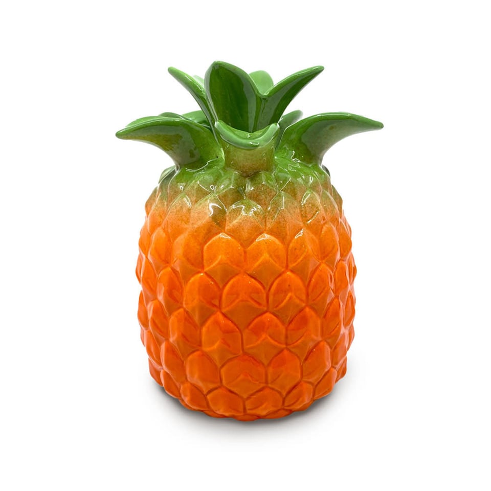 Vaasje Ananas Tropical 14x18cm in 4 Kleuren - Kleur : Geel