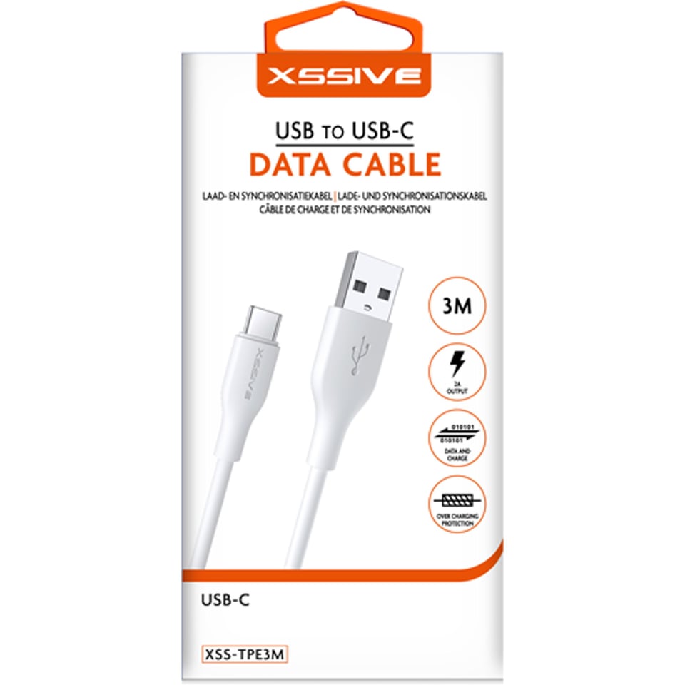 Xssive TPE Serie USB to Type-C Cable 3m - Wit