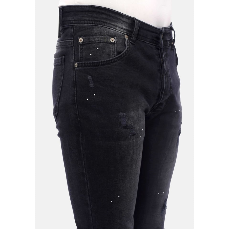 Ripped Heren Jeans Versleten Slim Fit -DC-050- Zwart