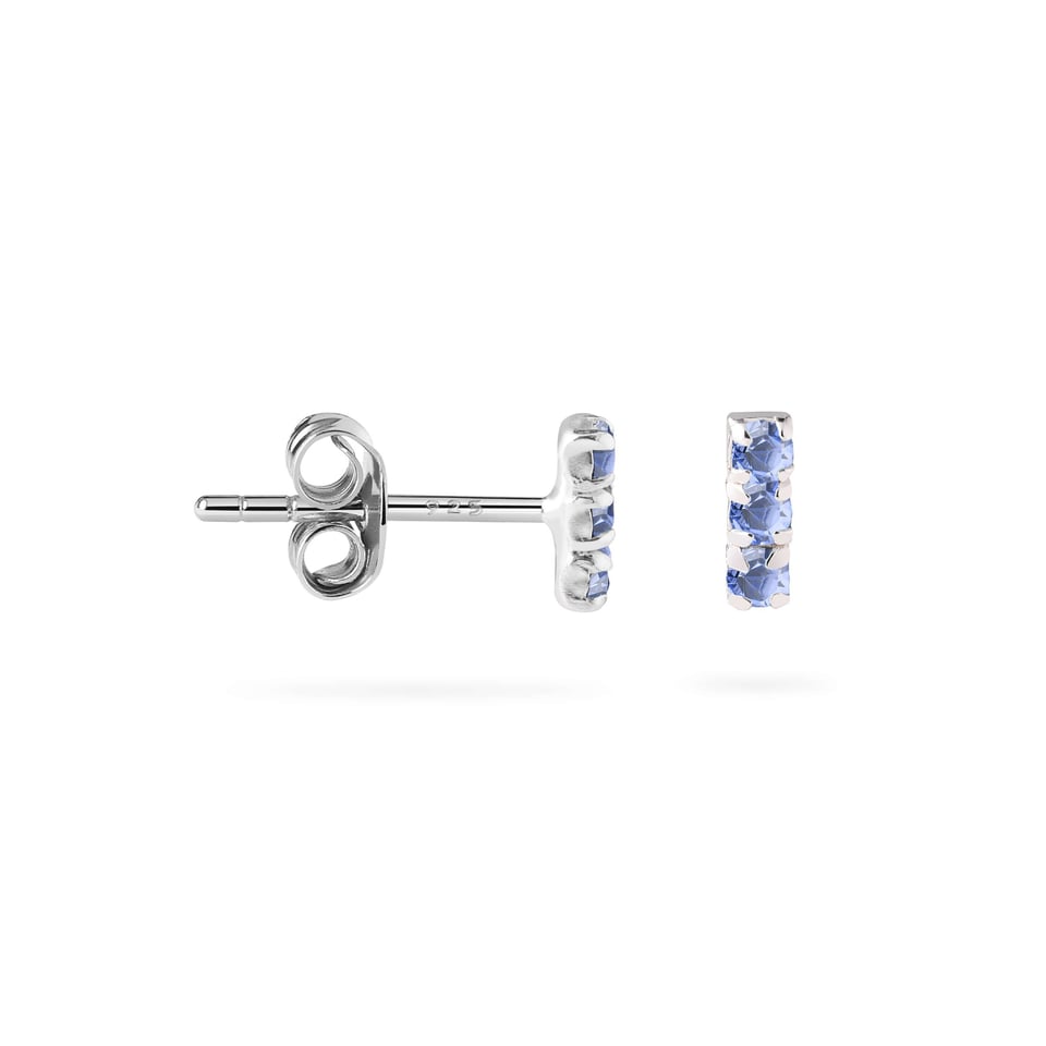 Triple Light Sapphire Stud Earrings 925 Silver - Light Sapphire / 925 Silver / 1.5mm x 5mm
