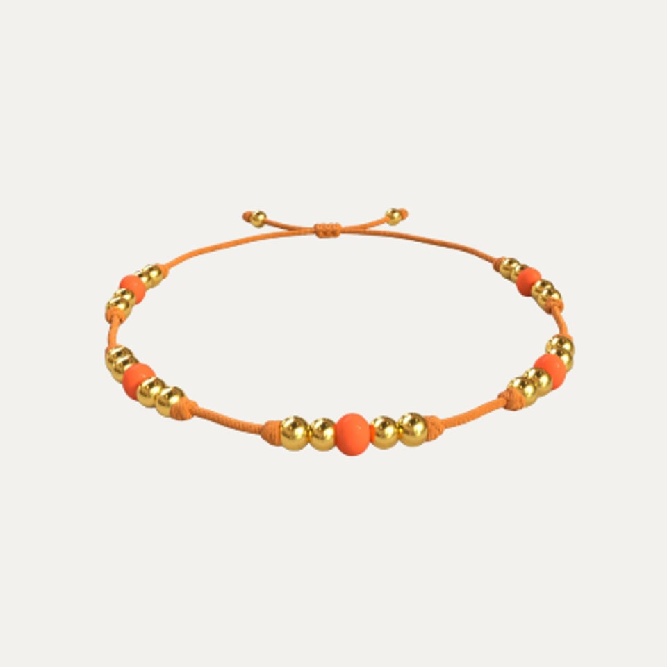 New Beads bracelet - Gold & Orange - OneSize