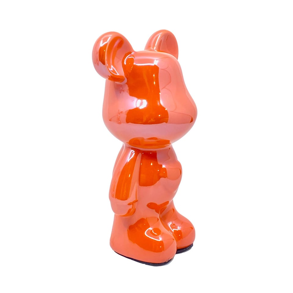 Beeldje Design Beer Glans Oranje Keramiek 18cm