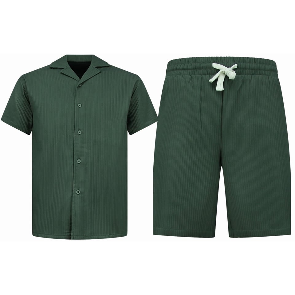Zomerset Heren - Ribbed Oversized Shirt - Shorts Heren / Oversized T Shirt Heren - Twinset - F-919 - Groen