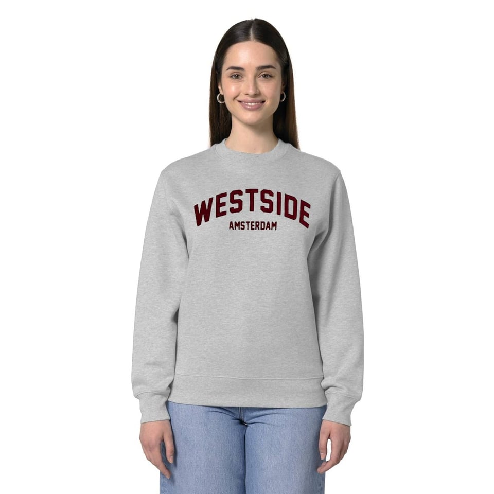 Westside Amsterdam Sweater - Heather Grey (Burgundy Suede)