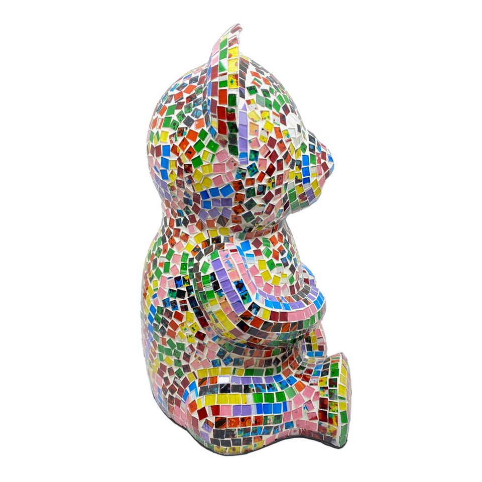 Beeld Design Beer Multicolor Mozaïek Glas 25x38cm