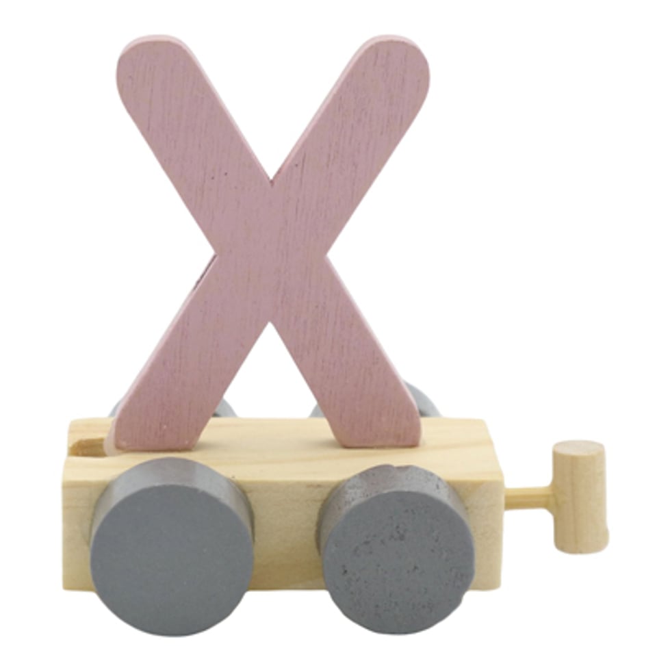 Houten Treinletter X Roze