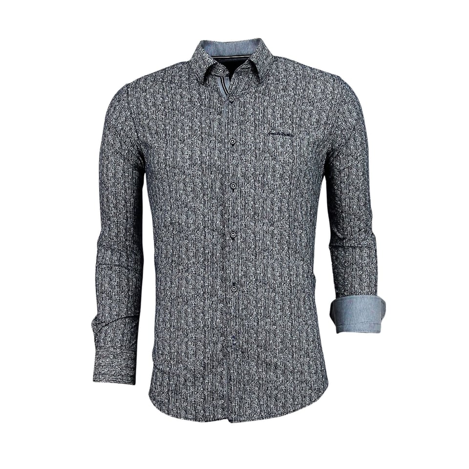 Slim Fit Overhemd Mannen - Grundge Texture Heren - 3024 - Navy